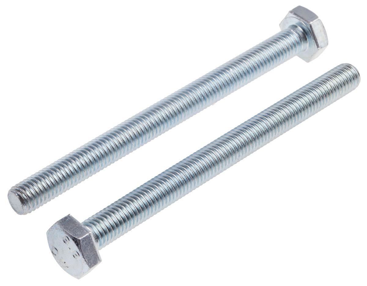 RS PRO Bright Zinc Plated Steel, Hex Bolt, M10 x 120mm