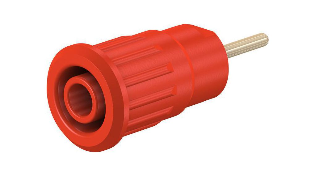 Staubli Red Socket Banana Socket, 4 mm Connector, Press Fit Termination, 24A, 1kV, Gold Plating