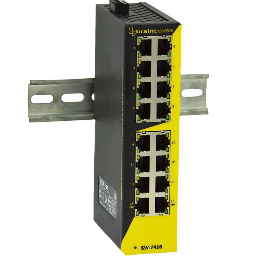 Brainboxes SW-7416, Unmanaged 16 Port Network Switch