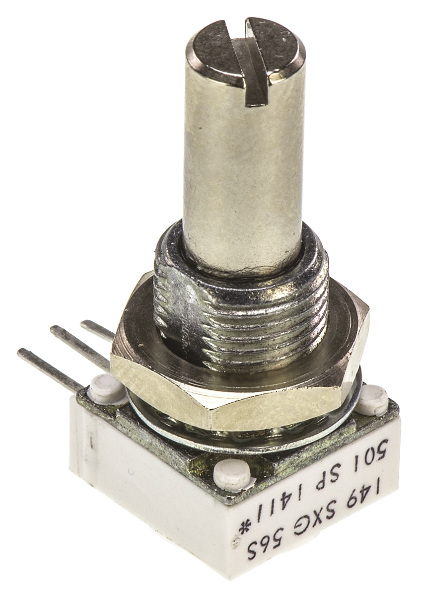 Vishay 149 500Ω Rotary Potentiometer 1-Gang, Panel Mount (Through Hole), 14910F0GJSX10501KA