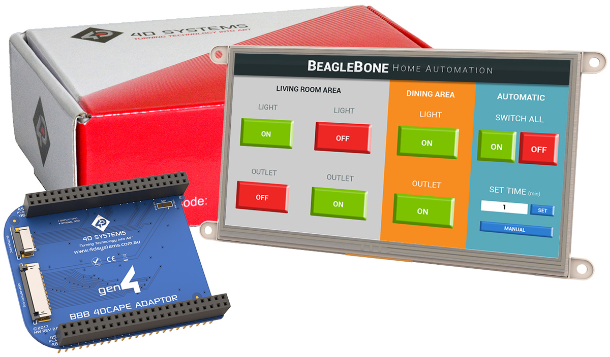 4D Systems gen4-4DCAPE-70T TFT LCD Colour Display / Touch Screen, 7in, 800 x 480pixels