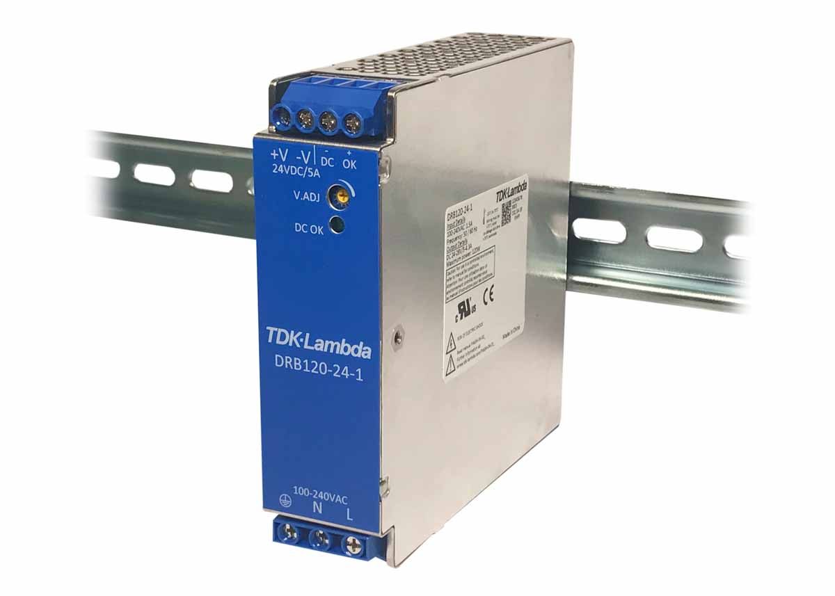 TDK-Lambda DRB120-480 Switched Mode DIN Rail Power Supply, 85 → 264V ac ac Input, 24V dc dc Output, 5A Output,