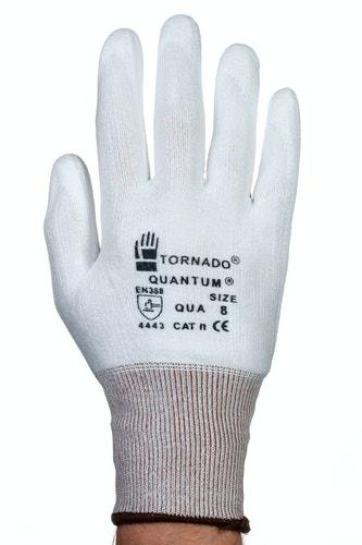Tornado Quantum White Polyurethane Work Gloves, Size 6, Polyurethane Coating