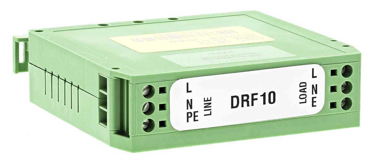 Deltron, DRF 10A 250 V ac 440Hz, DIN Rail EMI Filter, Screw, Single Phase