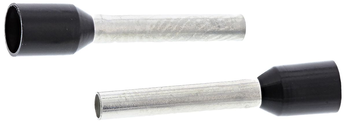TE Connectivity Insulated Crimp Bootlace Ferrule, 12mm Pin Length, 1.7mm Pin Diameter, 1.5mm² Wire Size, Black