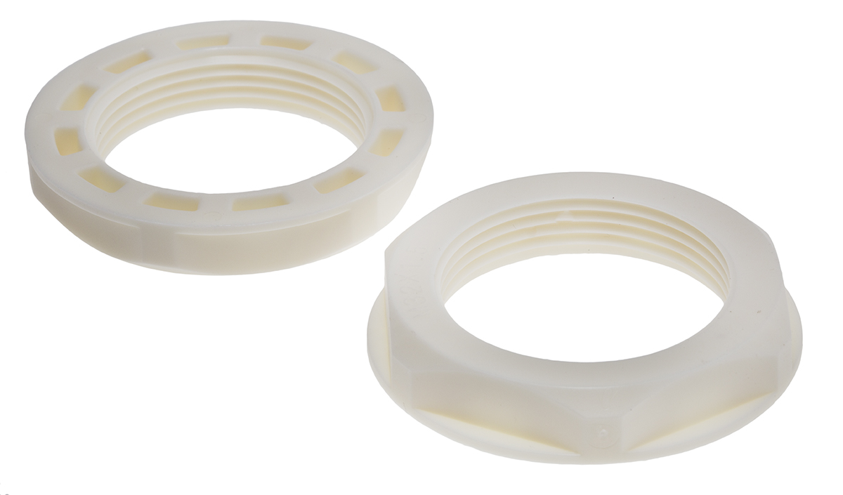 RS PRO White Nylon 66 Cable Gland Locknut, M32 Thread, IP68