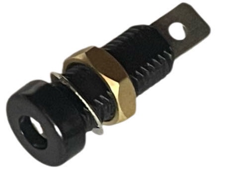 RS PRO Black Female Banana Connector, 4 mm Connector, Solder Termination, 24A, 30 V ac, 60V dc, Zinc Plating