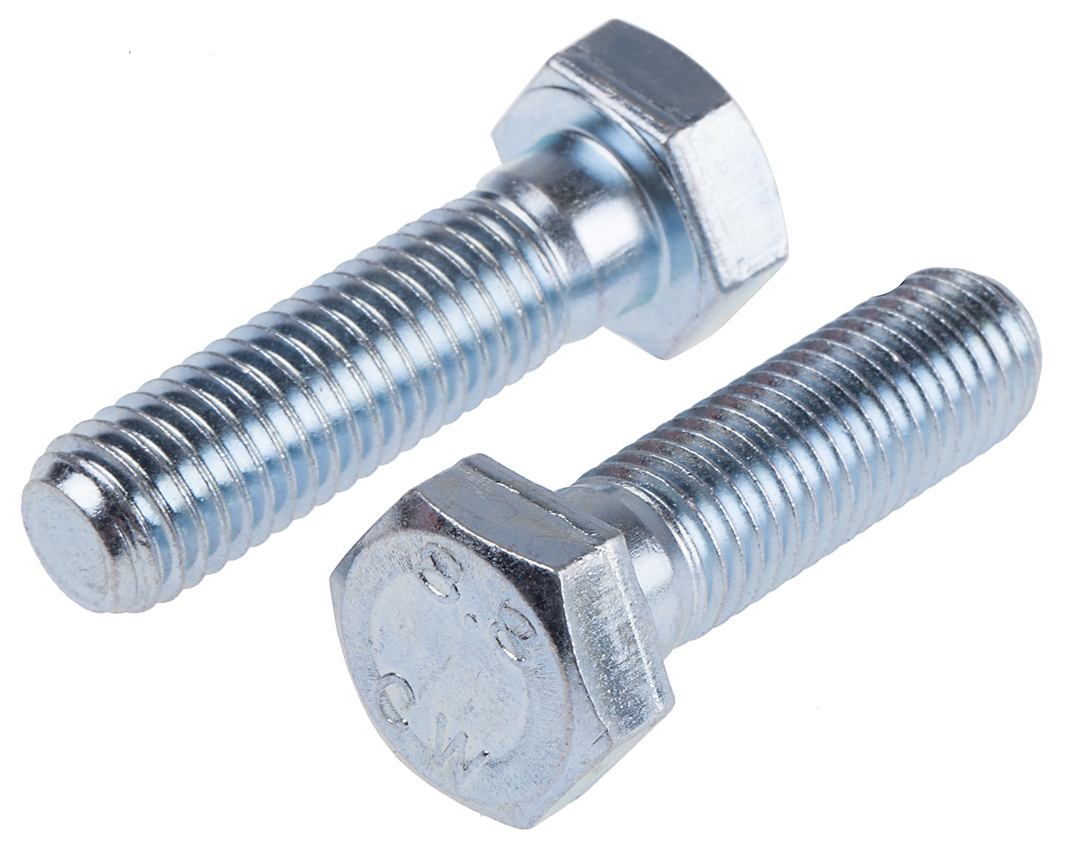 RS PRO Bright Zinc Plated Steel, Hex Bolt, M14 x 50mm