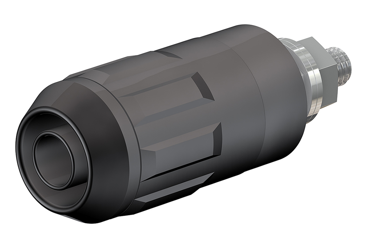 Staubli Black Female Banana Socket, 4 mm Connector, Bolt Termination, 20A, 1000V, Nickel Plating