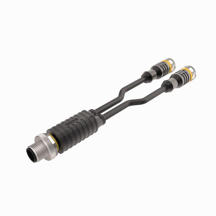 Turck Male 4 way M12 to Female 5 way M12 Sensor Actuator Cable, 1 m