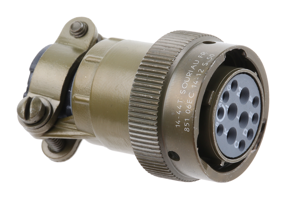 Souriau Sunbank by Eaton, 851, Copper Alloy 12 Way Cable Mount MIL Spec Circular Connector Plug, Socket Contacts,Shell
