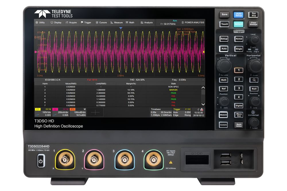 Teledyne LeCroy T3DSO2000HD Series, 350MHz Bench Oscilloscope, 4 Analogue Channels