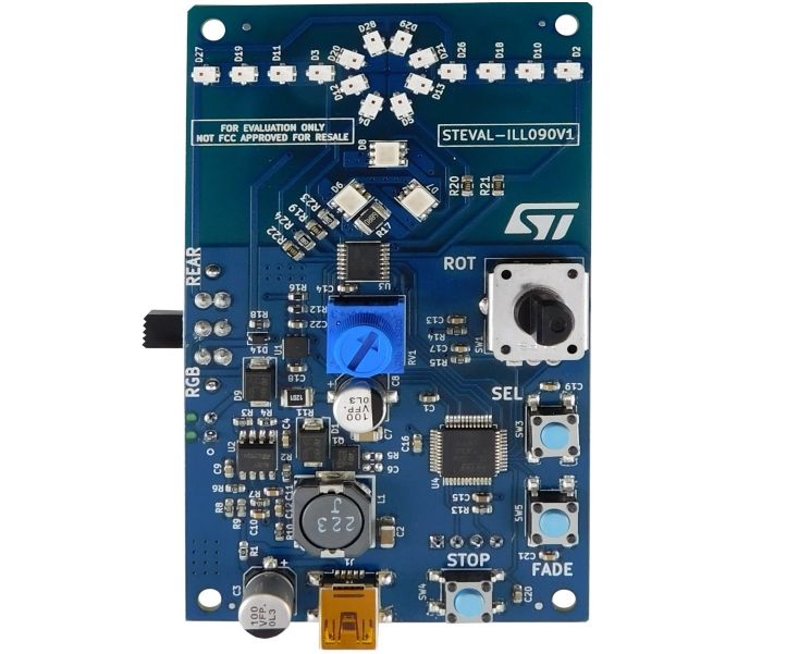 STMicroelectronics STEVAL-ILL090V1, ST Eval Board STEVAL-ILL090V1 LED Driver Evaluation Kit for STM8 MCU. for Direct