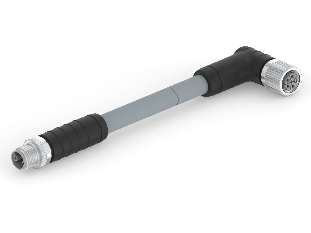 TE Connectivity Male 4 way M12 to Female 4 way M12 Sensor Actuator Cable, 2 m
