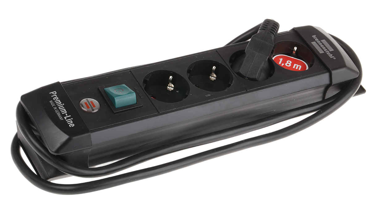 brennenstuhl 1.8m 4 Socket Type F - German Schuko Extension Lead, 230 V, IP20