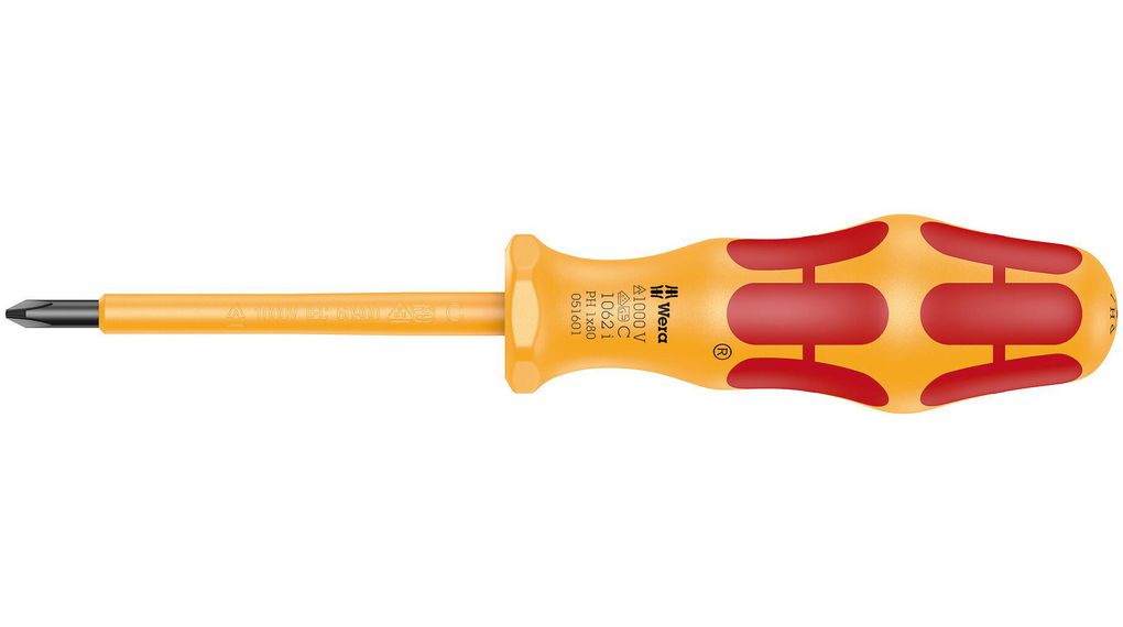 Wera Phillips Insulated Screwdriver, PH1 Tip, VDE/1000V