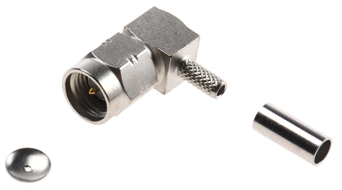 Radiall, Plug Cable Mount SMA Connector, 50Ω, Crimp Termination, Right Angle Body