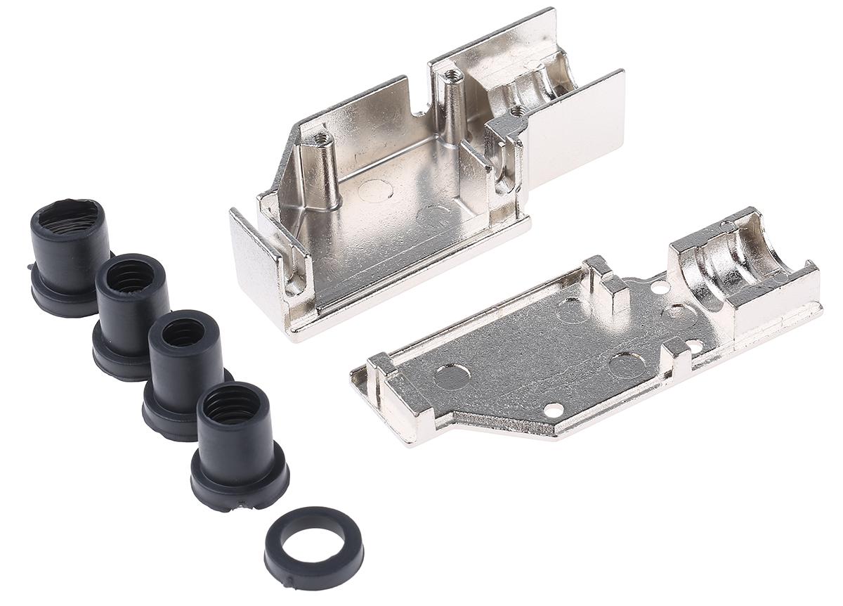 MH Connectors MHDCMR Series Zinc Right Angle D Sub Backshell, 15 Way, Strain Relief