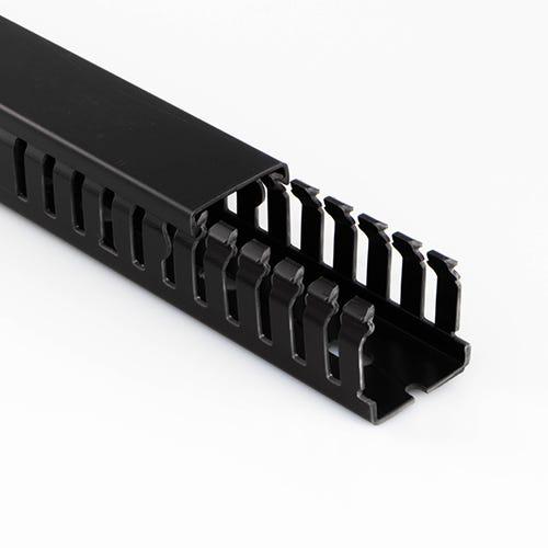 Betaduct 2346 Black Slotted Panel Trunking - Open Slot, W25 mm x D50mm, L2m, Noryl