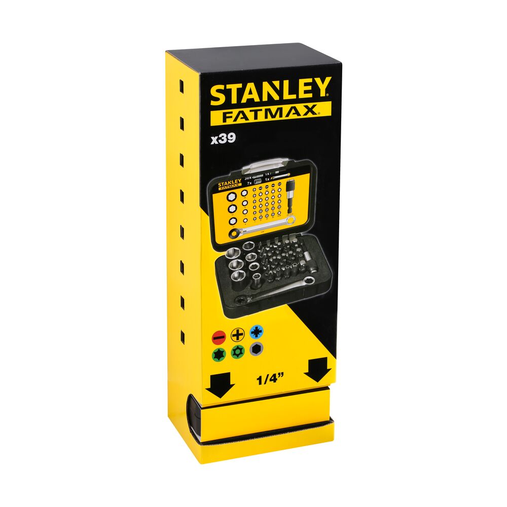 Stanley Magnetic Bit Holder 39 Pieces, Hex, Phillips, Pozidriv, Slotted, Tamperproof Torx, Torx