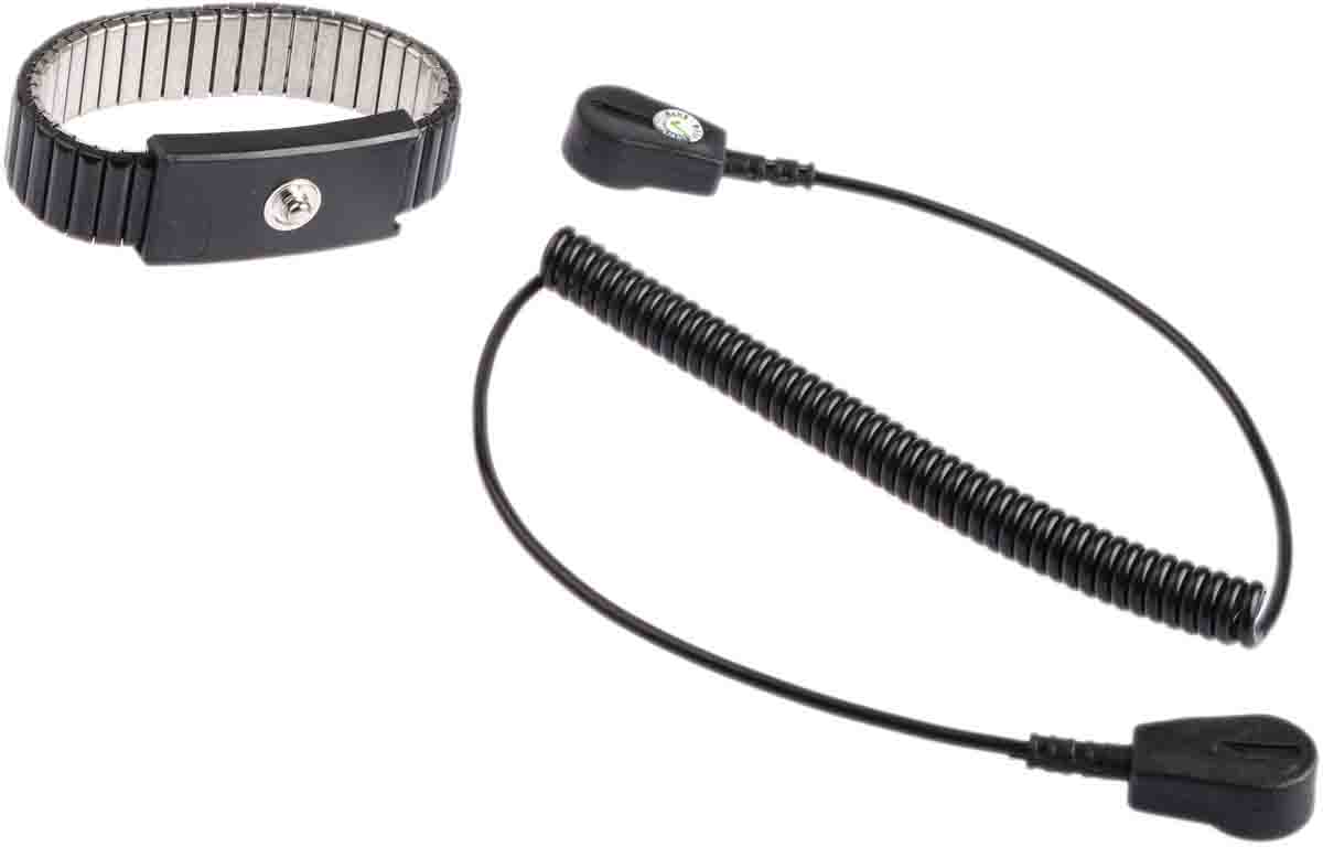 RS PRO ESD Grounding Wrist Strap & Cord Set With 4 mm Stud