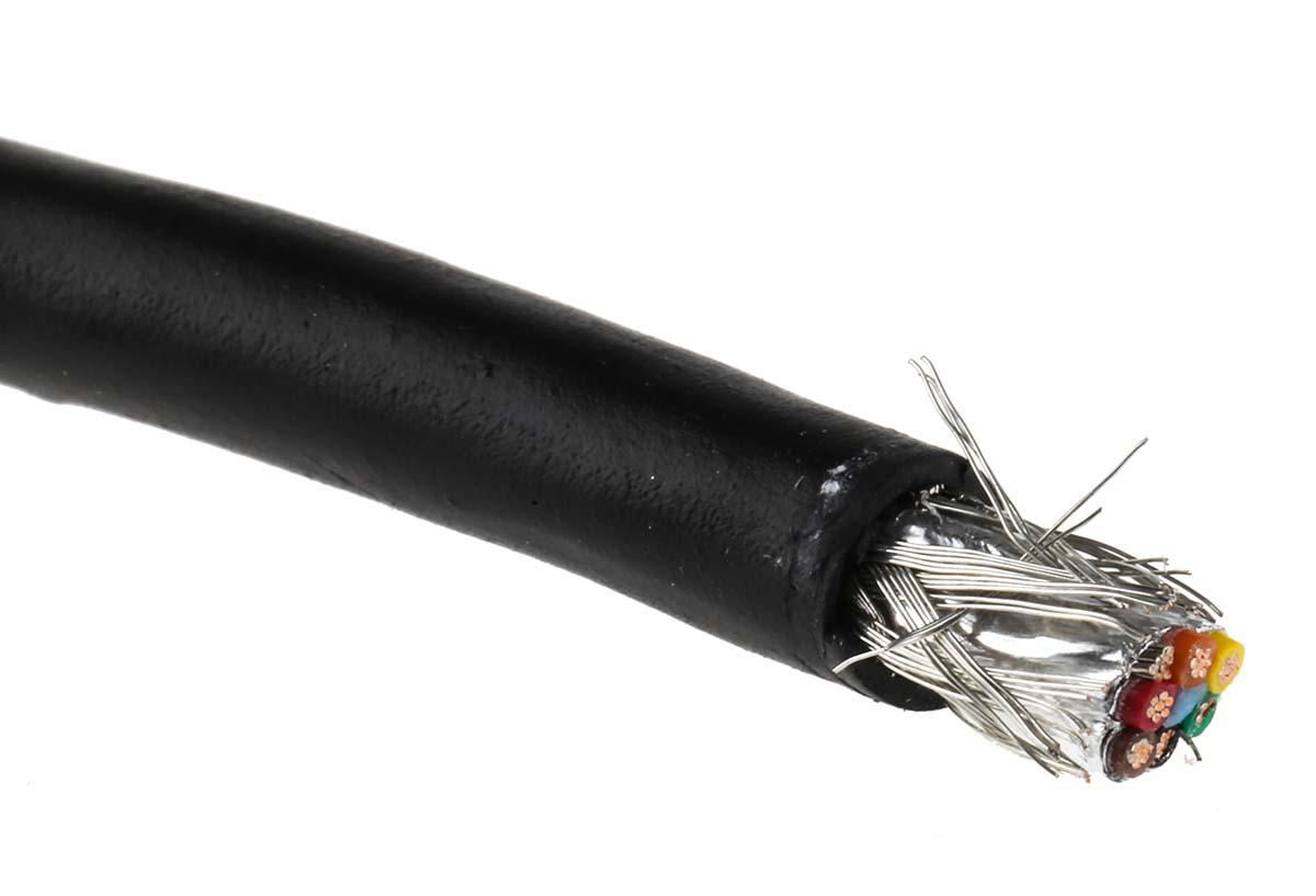 Alpha Wire Xtra-Guard 2 Performance Cable Control Cable, 6 Cores, 0.35 mm² 22 AWG, Screened, 30 m, Black Polyvinyl
