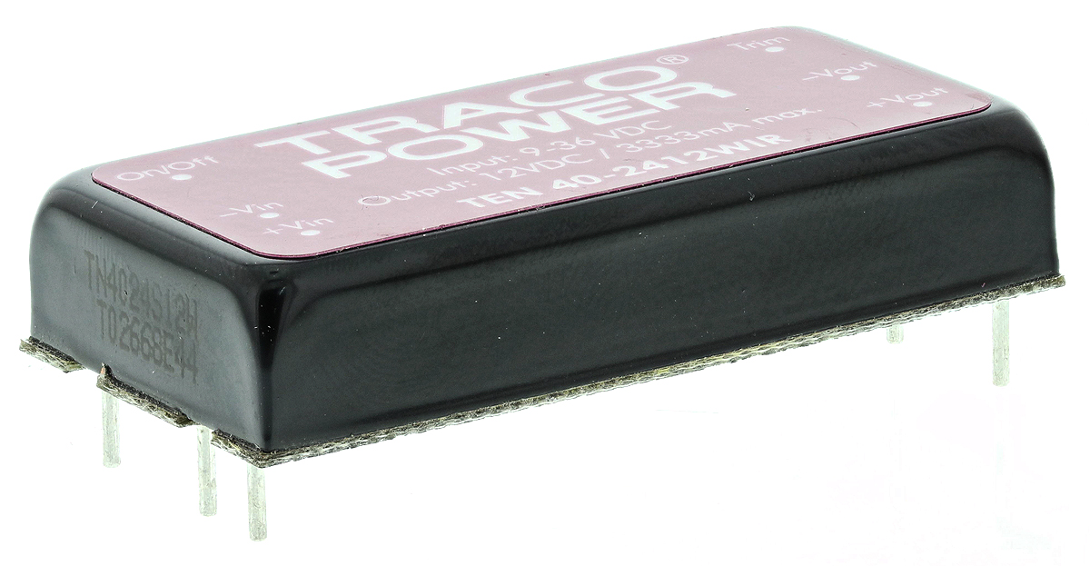 TRACOPOWER TEN 40WIR DC-DC Converter, 12V dc/ 3.33A Output, 9 → 36 V dc Input, 40W, Through Hole, +85°C Max Temp