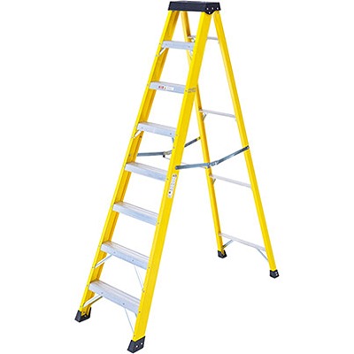 RS PRO Fibreglass 8 steps Step Ladder, 3.053m open length
