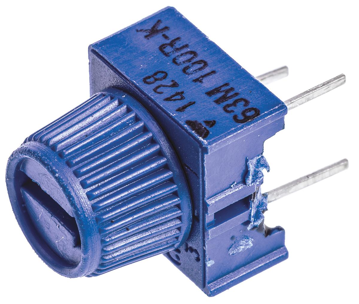 100Ω, Through Hole Trimmer Potentiometer 0.5W Top Adjust Vishay, 63M