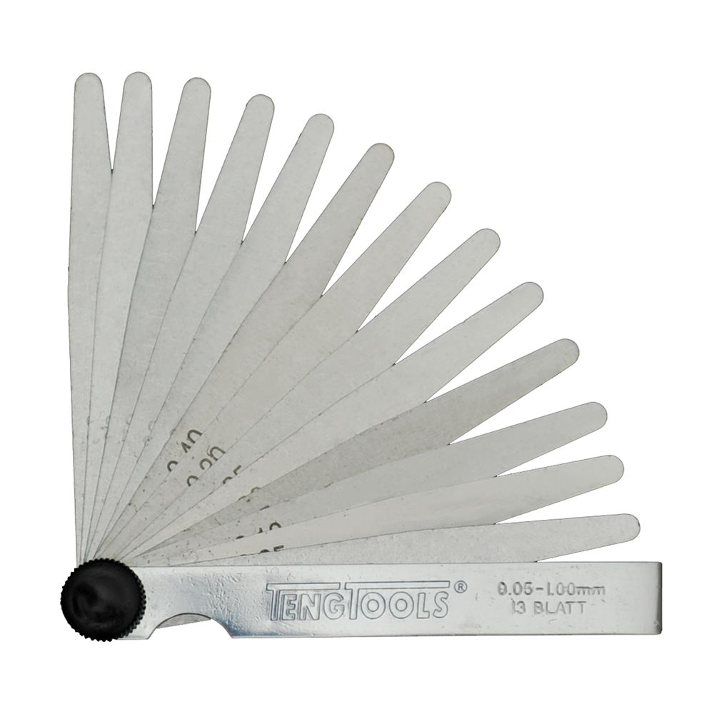 Teng Tools FG13100 Hardened Rolled Steel Feeler Gauge 0.05 - 1.0mm, 13 Blades