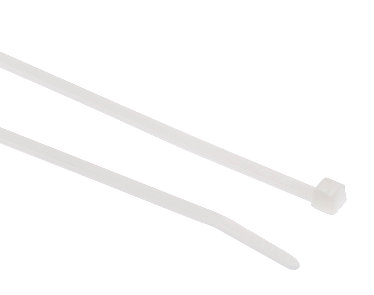 HellermannTyton Cable Tie, 198mm x 3.5 mm, Natural Polyamide 6.6 (PA66), Pk-100