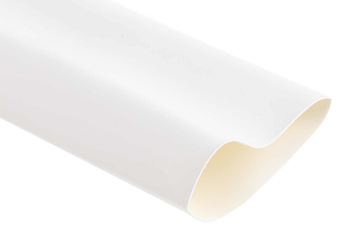 RS PRO Heat Shrink Tubing, White 38.1mm Sleeve Dia. x 1.2m Length 2:1 Ratio