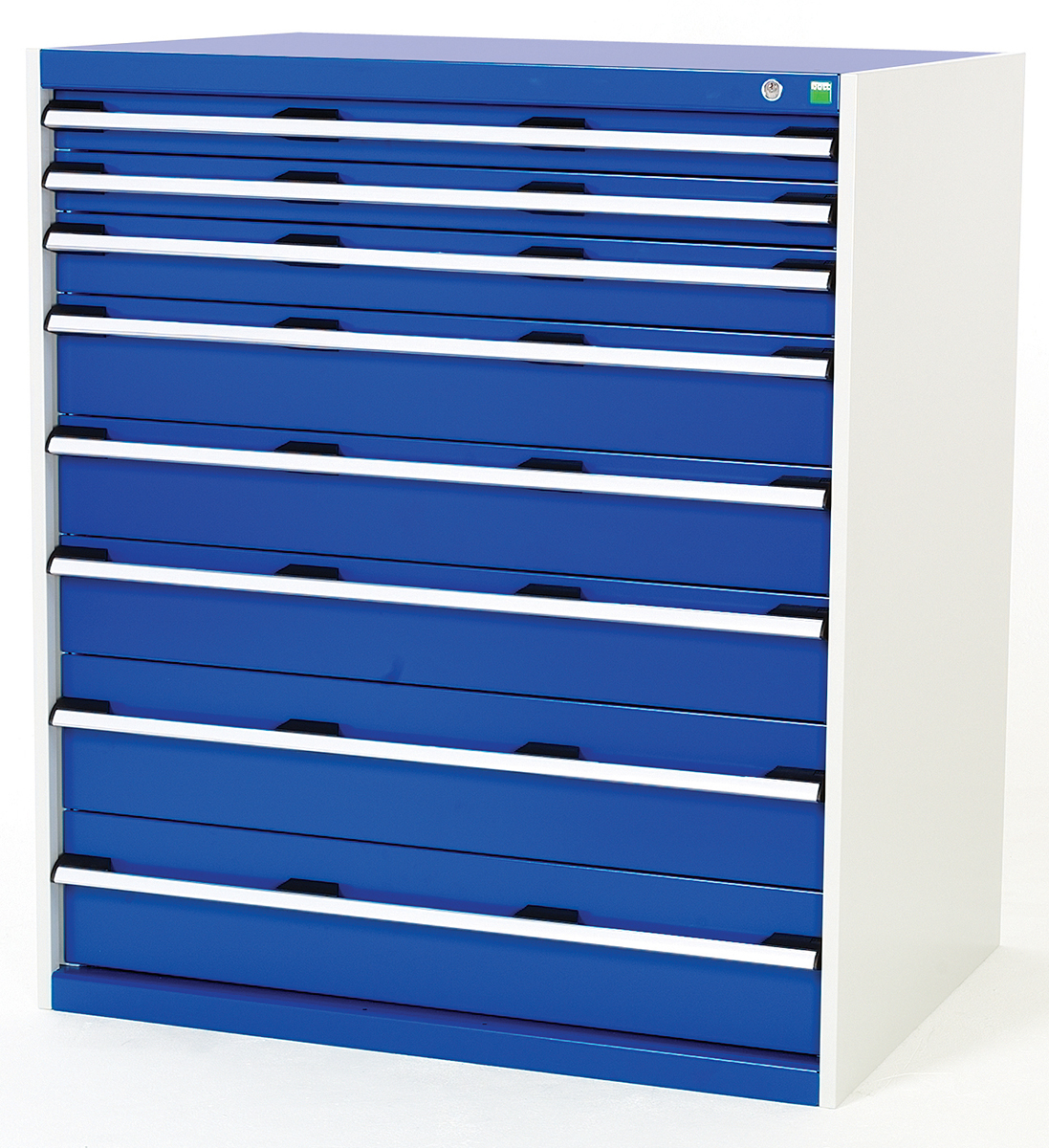 Bott 8 Drawer Storage Unit, Steel, 1200mm x 1050mm x 750mm, Blue, Grey