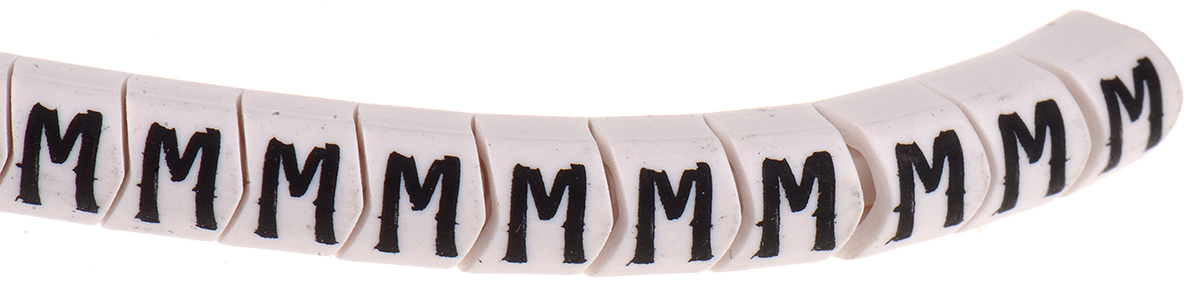 HellermannTyton Helagrip Slide On Cable Markers, Black on White, Pre-printed "M", 2 → 5mm Cable, 901-10424