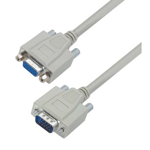 L-Com Male D-Sub to Female 15 Pin D-sub Cable assembly, 2.5ft PVC