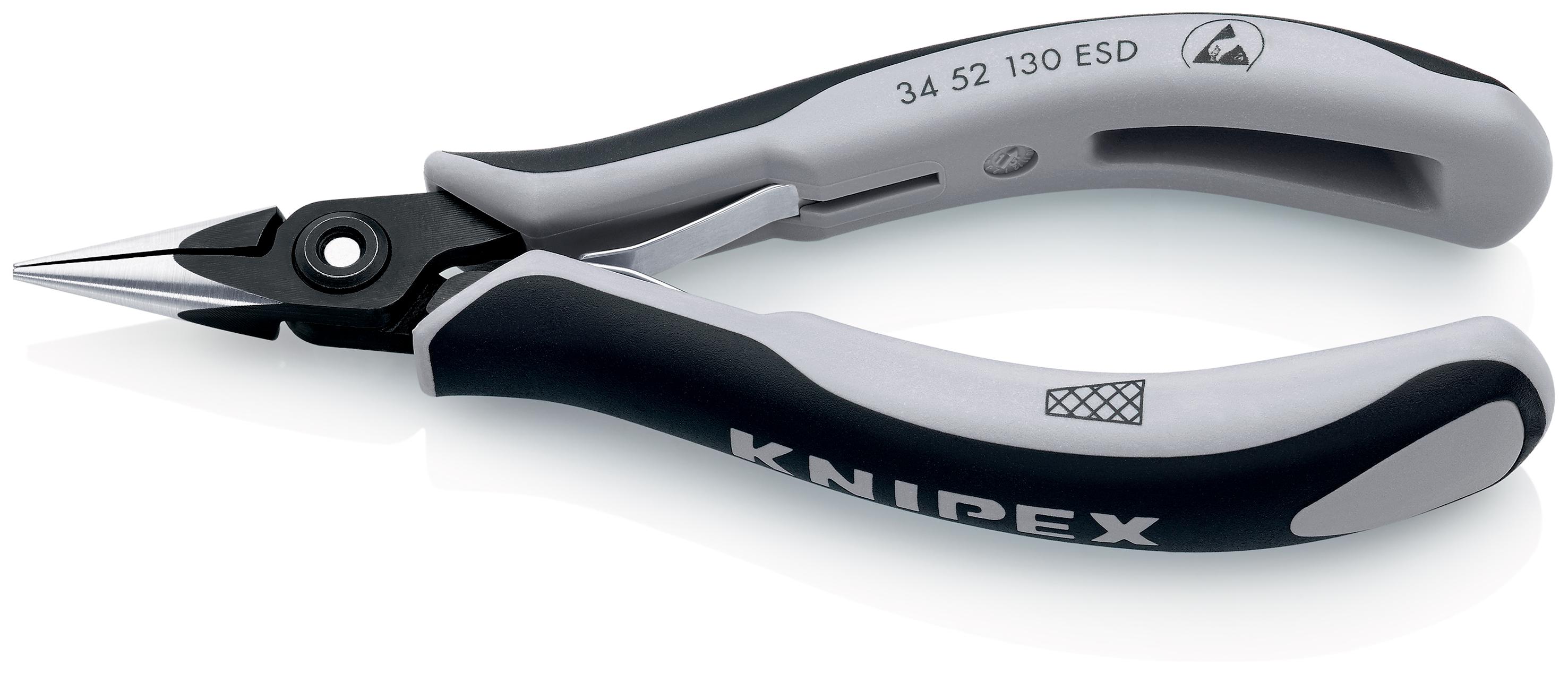 Knipex 34 52 Electronics Pliers, Round Nose Pliers, 138 mm Overall, Straight Tip, 23mm Jaw, ESD
