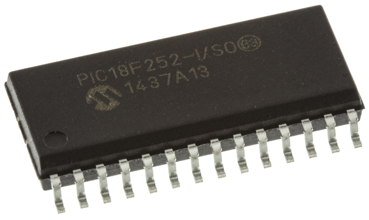 Microchip PIC18F252-I/SO, 8 bit PIC, PIC18F252 Microcontroller, 40 MHz, 32kB FLASH, 28-Pin SOIC