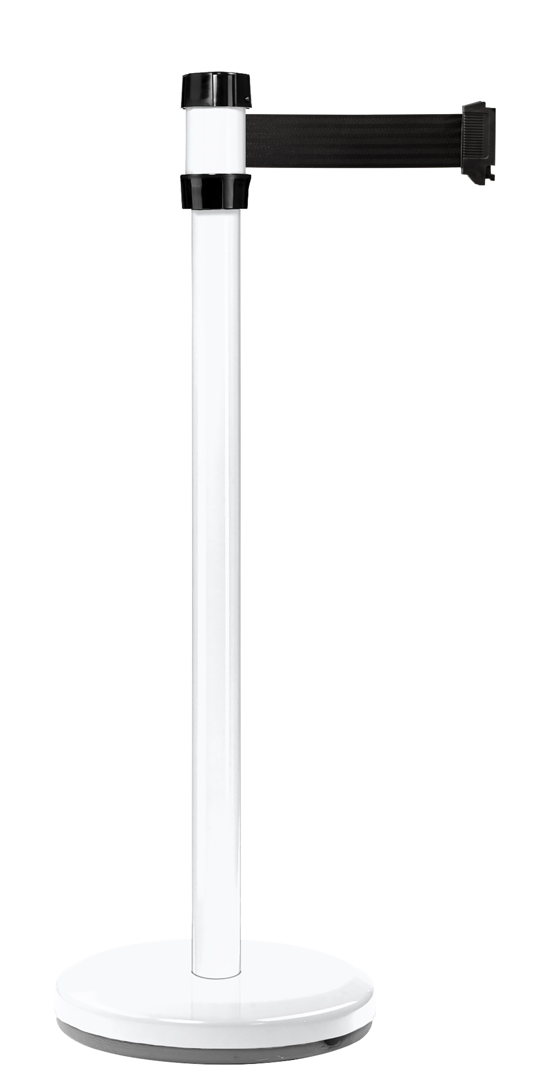 Viso White Steel Barrier Post, 2m, Black Tape