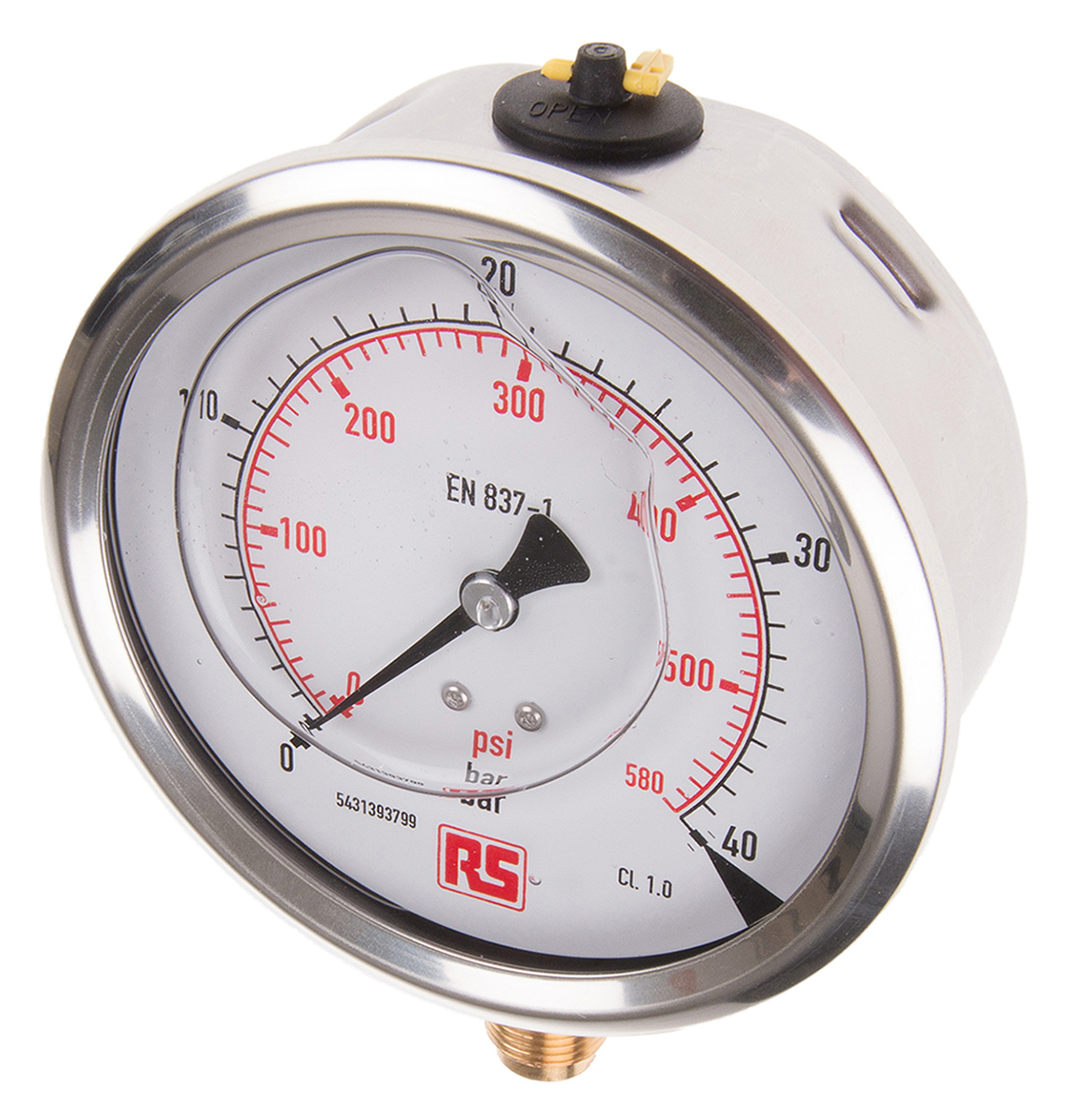 WIKA G 3/8 Analogue Pressure Gauge 40bar Bottom Entry 100mm Outside Diameter