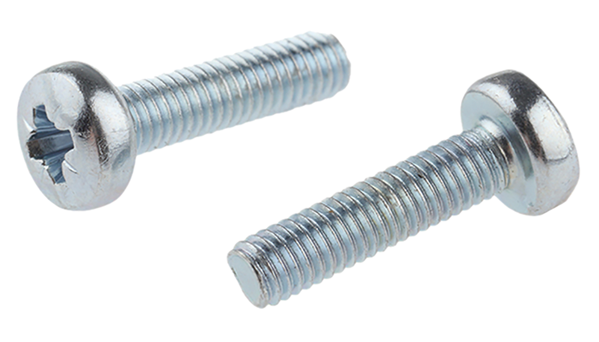 RS PRO Pozi M3 Pan Steel Machine Screws DIN 7985 x 12.0mm