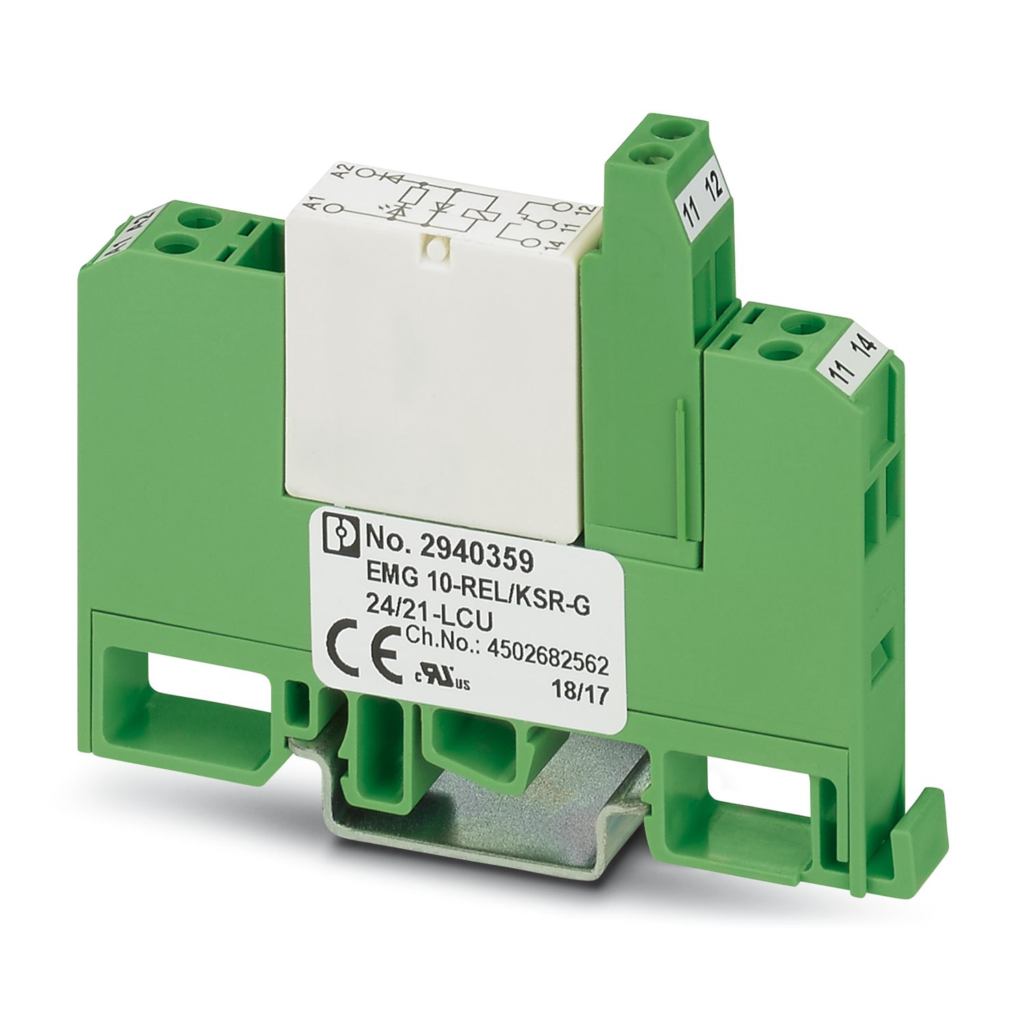 Phoenix Contact EMG 10-REL/KSR-G 24/21-LCU Series Relay Module, DIN Rail Mount, 24V Coil, SPDT, 6A Load