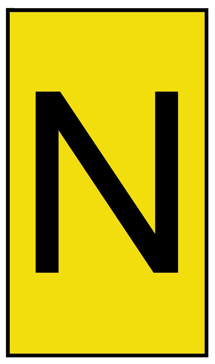 HellermannTyton Ovalgrip Slide On Cable Markers, Black on Yellow, Pre-printed "N", 1.7 → 3.6mm Cable, 901-10667