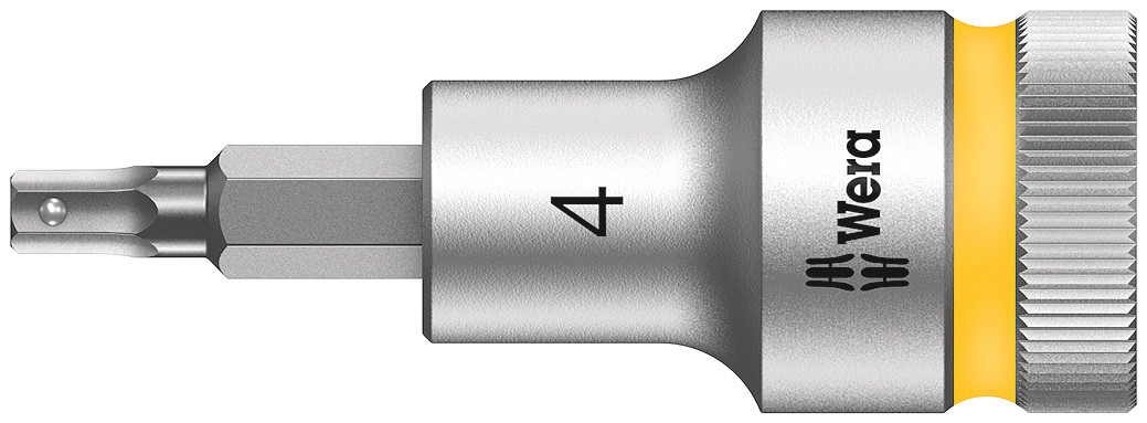 Wera 1/2 in Drive Bit Socket, Hex Bit, 4mm, 60 mm Overall Length