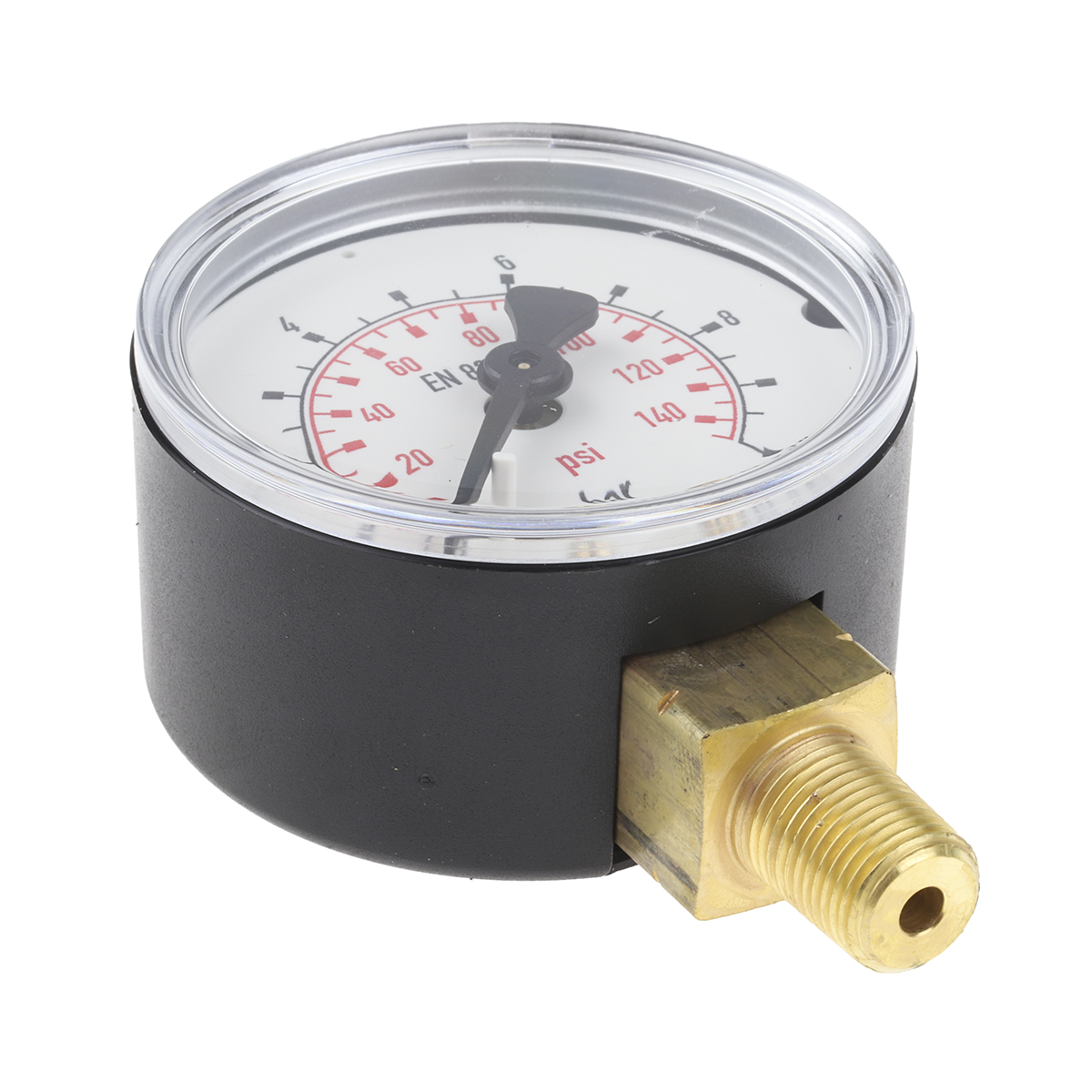 RS PRO R 1/8 Analogue Pressure Gauge 10bar Bottom Entry 50mm Outside Diameter