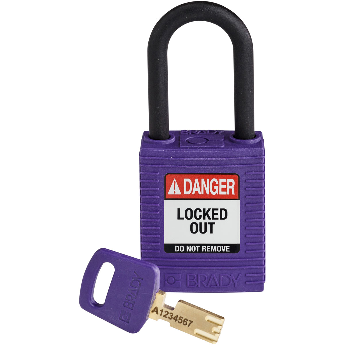 Brady LOTO-101 Key Weatherproof Nylon, Plastic Padlock, 6.35mm Shackle, 38.00mm Body