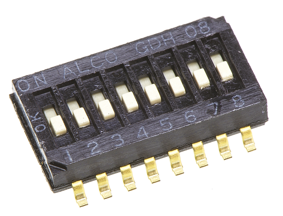 TE Connectivity 8 Way Surface Mount DIP Switch SPST, Rocker Actuator