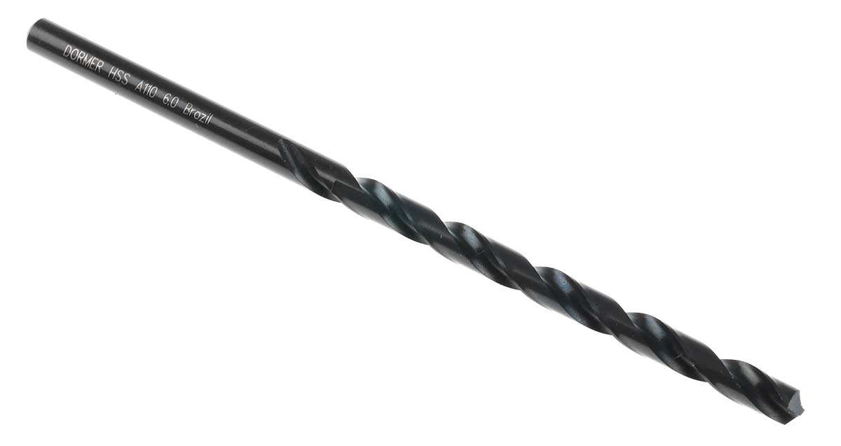 Dormer A110 Series HSS Twist Drill Bit for Stainless Steel, 6mm Diameter, 139 mm Overall