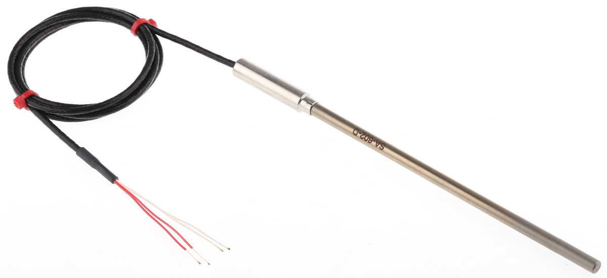RS PRO PT100 RTD Sensor, 6mm Dia, 150mm Long, 4 Wire, Probe, Class B +500°C Max