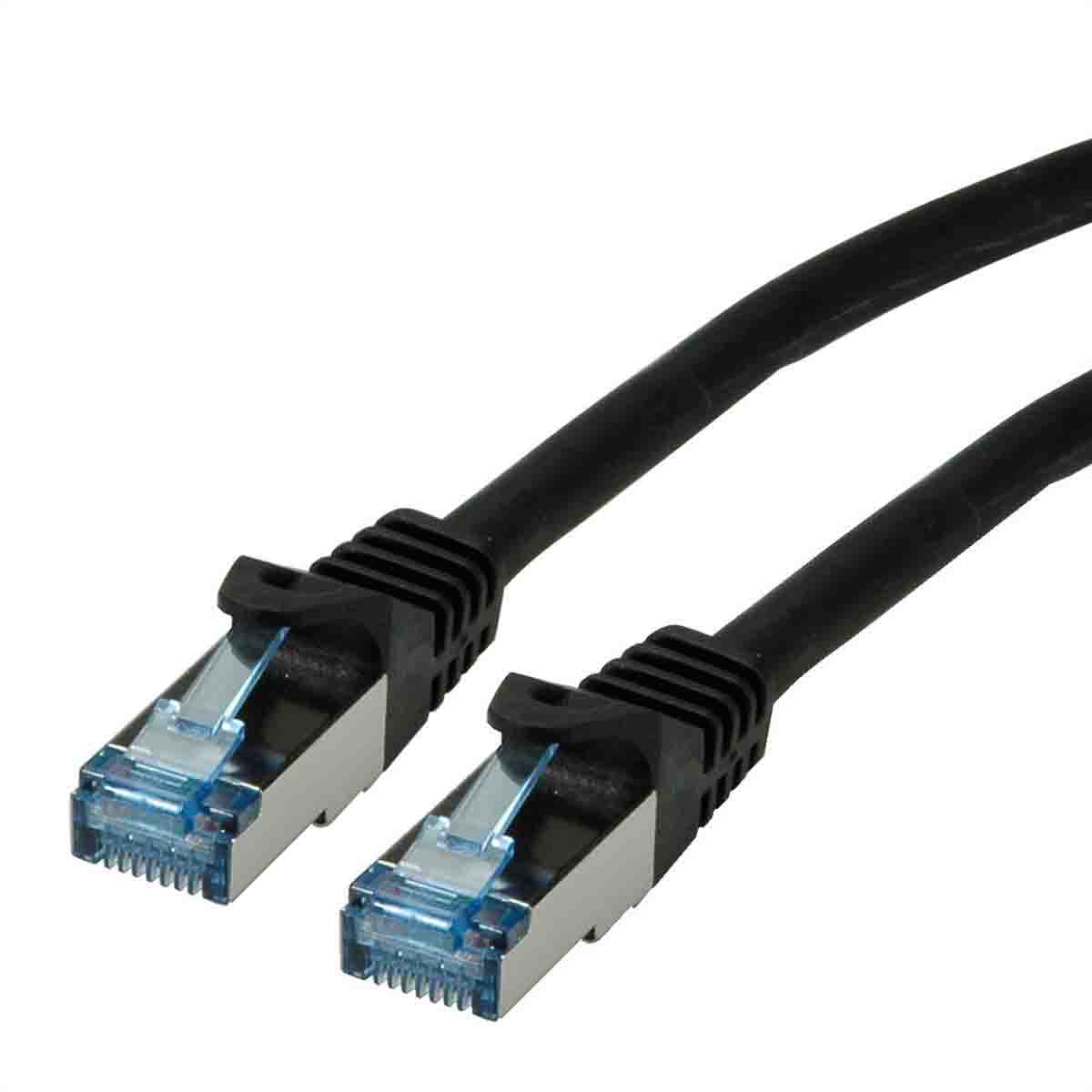 Roline, 5m Cat6a, Black RJ45 to Male RJ45 Male, S/FTP Shielded, Terminated LSZH Sheath