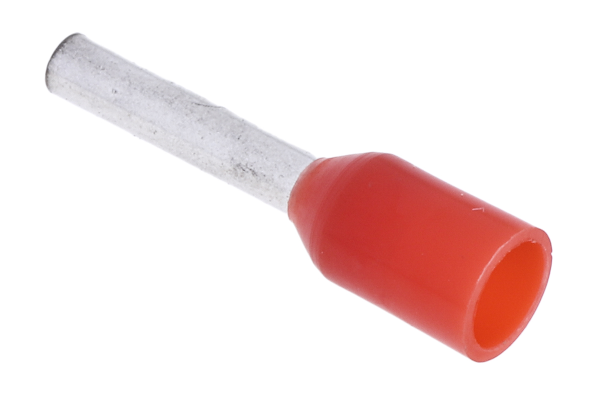 RS PRO Insulated Crimp Bootlace Ferrule, 8mm Pin Length, 1.4mm Pin Diameter, 1mm² Wire Size, Red